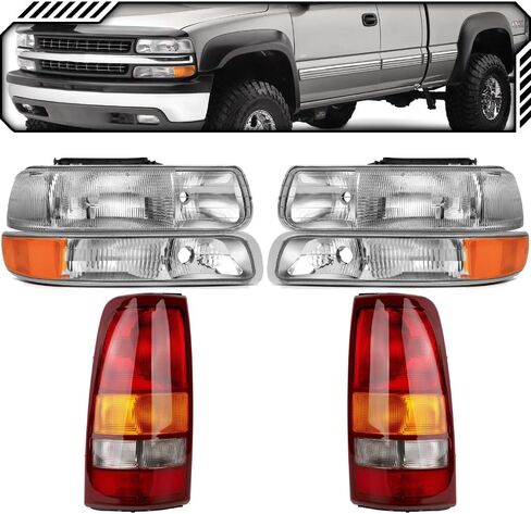 Epic Lighting OE Pitction Replacement Light Marker Marker Light Light Light Combo مجموعة متوافقة مع طرازات سيلفرادو 1999-2002 فقط [6 قطعة] جوانب السائق والركاب in Saudi Arabia