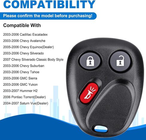 Key Fob with Uncut Trunk Car Key Fob, Remote Replacement Keyless Entry Remote for Chevy Suburban Traverse Tahoe, for GMC Acadia Yukon/Saturn Outlook,for Buick Enclave,OUC60270 & OUC60221,2 Pack in Kuwait
