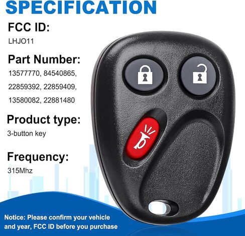 Key Fob with Uncut Trunk Car Key Fob, Remote Replacement Keyless Entry Remote for Chevy Suburban Traverse Tahoe, for GMC Acadia Yukon/Saturn Outlook,for Buick Enclave,OUC60270 & OUC60221,2 Pack in Kuwait