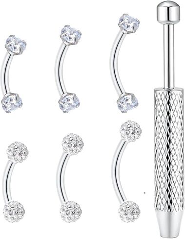 Internally Threaded Eyebrow Piercing Jewelry 16G 6mm 8mm 10mm Surgical Steel Gold Vertical Labret Lip Jewelry Curved Barbell Eyebrow Rings Rook Navel Small Belly Button Ring for Women Men in Saudi Arabia