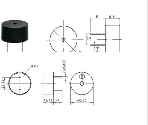 100pcs 1255 Piezoelectric Buzzer حماية البيئة حماية درجة حرارة عالية منخفضة استهلاك الطاقة in Saudi Arabia