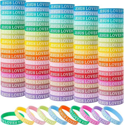 20 Pieces Jesus Loves You Silicone Wristbands Colorful Rubber Bracelets Motivational Rubber Wristbands Christian Bracelets Silicone Inspirational Bracelets for Men Women Party Favors ( Fresh Colors) in Saudi Arabia