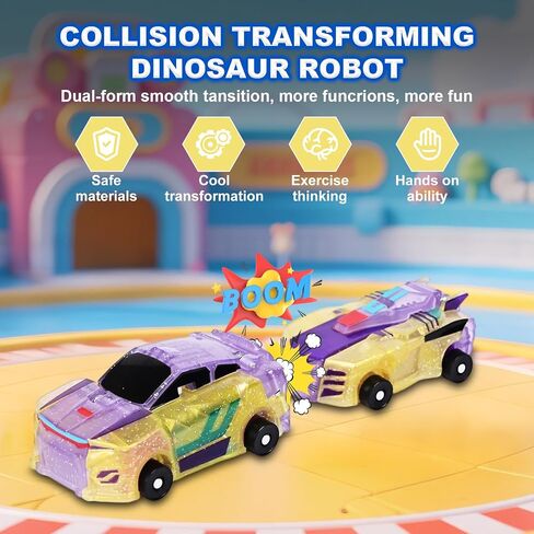 لعبة Dinosaur Transformer Car ， سيارات مغناطيسية تتحول إلى ديناصورات ， متعة - ألعاب التنين المملوءة للأولاد والبنات (الأزرق) in Kuwait