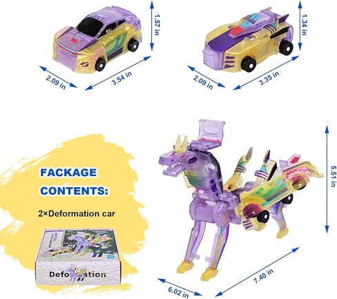 لعبة Dinosaur Transformer Car ， سيارات مغناطيسية تتحول إلى ديناصورات ， متعة - ألعاب التنين المملوءة للأولاد والبنات (الأزرق) in Kuwait