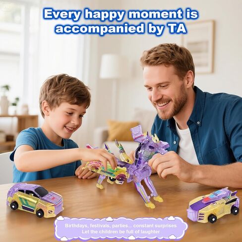 لعبة Dinosaur Transformer Car ， سيارات مغناطيسية تتحول إلى ديناصورات ， متعة - ألعاب التنين المملوءة للأولاد والبنات (الأزرق) in Kuwait