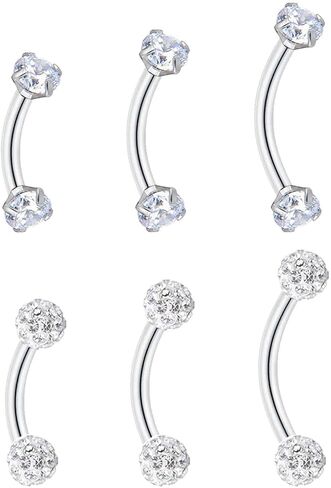 Internally Threaded Eyebrow Piercing Jewelry 16G 6mm 8mm 10mm Surgical Steel Gold Vertical Labret Lip Jewelry Curved Barbell Eyebrow Rings Rook Navel Small Belly Button Ring for Women Men in Saudi Arabia