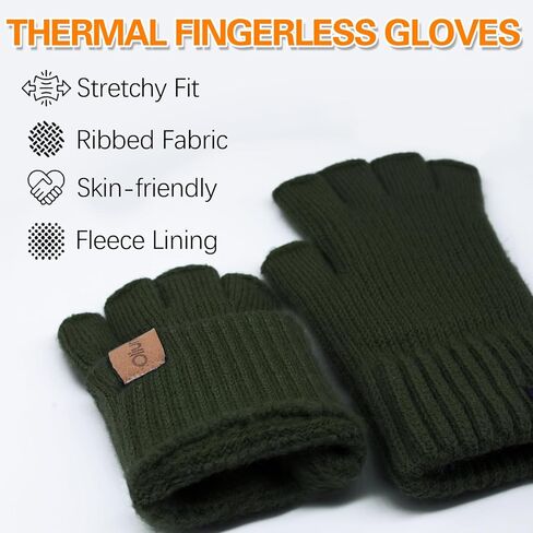 Winter Fingerless Gloves for Men Women,Warm Knitted Half Finger Gloves Driving Working Biking for Cold Weather in Kuwait