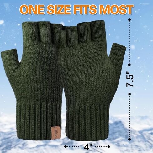 Winter Fingerless Gloves for Men Women,Warm Knitted Half Finger Gloves Driving Working Biking for Cold Weather in Kuwait