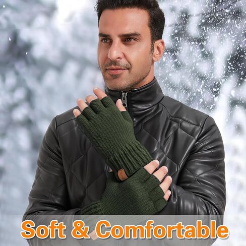 Winter Fingerless Gloves for Men Women,Warm Knitted Half Finger Gloves Driving Working Biking for Cold Weather in Kuwait