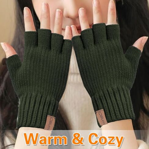 Winter Fingerless Gloves for Men Women,Warm Knitted Half Finger Gloves Driving Working Biking for Cold Weather in Kuwait