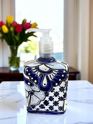 Talavera Soap Dispenser – Hand-Painted Mexican Pottery, Vibrant Ceramic Bathroom & Kitchen Decor (Large) in Saudi Arabia