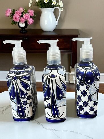 Talavera Soap Dispenser – Hand-Painted Mexican Pottery, Vibrant Ceramic Bathroom & Kitchen Decor (Large) in Saudi Arabia