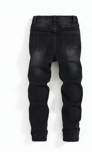 GORGLITTER Boy's Colorblock Embroidered Stacked Jeans Y2K Straight Slim Fit Denim Pants in Saudi Arabia