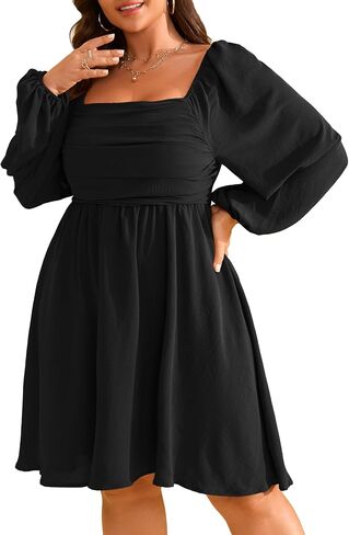 RWJ Women's Plus Size Dress Long Eleve Square Rece in Kuwait