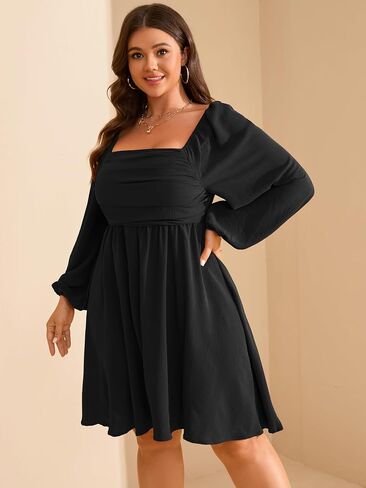 RWJ Women's Plus Size Dress Long Eleve Square Rece in Kuwait