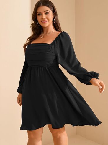RWJ Women's Plus Size Dress Long Eleve Square Rece in Kuwait
