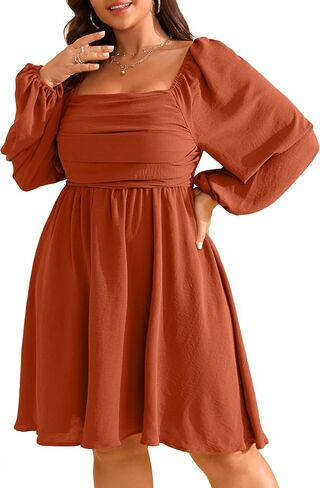RWJ Women's Plus Size Dress Long Eleve Square Rece in Kuwait