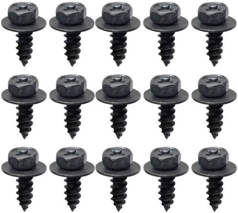 10pcs M6 Black Self-tapping Screws With Gasket For Car And Motorcycle Bumper Fender And Engine Guard Installation(15pcs) in Saudi Arabia