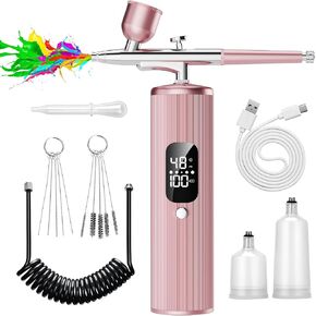 Airbrush Kit with Compressor - 48PSI High Pressure, Non-Clogging Air Brush Set, 6000 mAh Extra Long Standby, Ideal for Painting, Modeling, Cake Decorating, Pastry, Makeup and Nail Art in Saudi Arabia