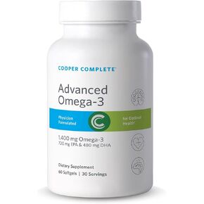 Cooper Complete - Advanced Omega 3 - ملحق زيت السمك ، EPA + DHA OMEGA -3 الأحماض الدهنية 1400 ملغ - 60 ناعمة لكل زجاجة. حزمة 2 in Saudi Arabia