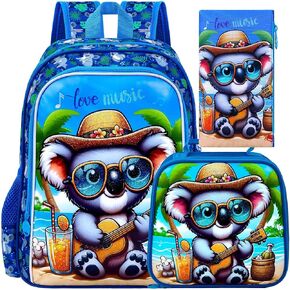 3PCS Boys Backpack, Water Resistant Kids Bookbag Set with Lunch Box, Cute School Bag for Preschool Toddler in Kuwait