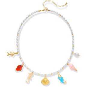 Pearl Choker Necklaces With Multi Beach Charms Shell Conch Starfish Jewelry in Saudi Arabia