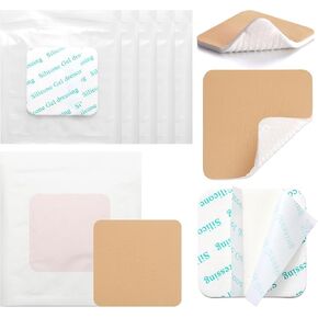 Geiserairailie 20 PCS Silicone Foam Dressing بدون حدود ضمادات لاصق ممتصة للغاية غير محدودة لخوض سرير العناية بالجروح قرحة الساق قرحة السكري (4 × 4 بوصات) in Kuwait