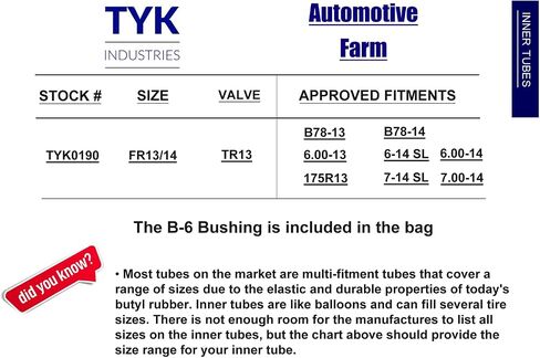 TYK 6-14, 6.00-14, 7-14 Farm Tractor Implement Tire Inner Tube with Valve Stem Bushing in Saudi Arabia