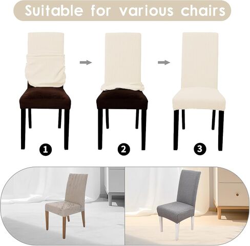 Parsons Dining Chair Cover, Detachable Sofa Chair Cover, Retractable Chair Cover (6, Black) in Saudi Arabia