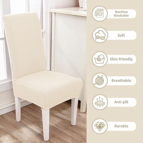 Parsons Dining Chair Cover, Detachable Sofa Chair Cover, Retractable Chair Cover (6, Black) in Saudi Arabia
