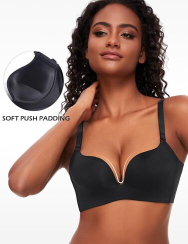 حمالات صامتة مبطنة للنساء للنساء ترفع قميصًا عميقًا غطس لاسلكي صدرية داعمة. أضف كوبًا واحدًا in Kuwait