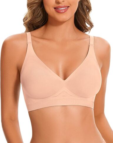WOWENY Deep V Neck Seamless Wireless Bra for Women Soft Bralettes No Underwire Plunge Adjustable Everyday Bra with Support in Saudi Arabia
