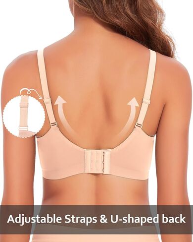 WOWENY Deep V Neck Seamless Wireless Bra for Women Soft Bralettes No Underwire Plunge Adjustable Everyday Bra with Support in Saudi Arabia