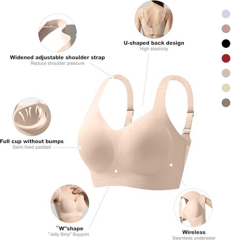 Fittingirls Women's Ultra-Soft Wireless Bra Full Coverage Non-Wired Padded Design Breathable Lightweight All-Day Comfort in Saudi Arabia