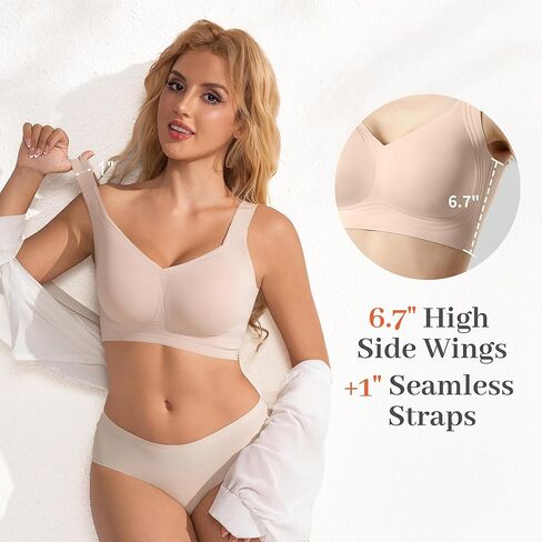 Fittingirls Women's Ultra-Soft Wireless Bra Full Coverage Non-Wired Padded Design Breathable Lightweight All-Day Comfort in Saudi Arabia