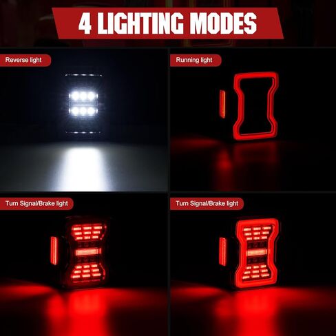 LED LED LID LIGHT PRESSION لـ Wrangler JK JKU 2007-2018 ، مصابيح خلفية للفرامل الخلفية مع مصابيح تشغيل الإشارة والأضواء العكسية ، 2 عبوات in Kuwait