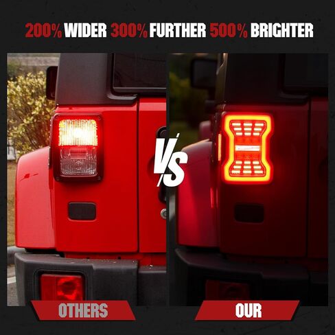 LED LED LID LIGHT PRESSION لـ Wrangler JK JKU 2007-2018 ، مصابيح خلفية للفرامل الخلفية مع مصابيح تشغيل الإشارة والأضواء العكسية ، 2 عبوات in Kuwait