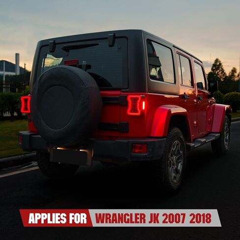 LED LED LID LIGHT PRESSION لـ Wrangler JK JKU 2007-2018 ، مصابيح خلفية للفرامل الخلفية مع مصابيح تشغيل الإشارة والأضواء العكسية ، 2 عبوات in Kuwait