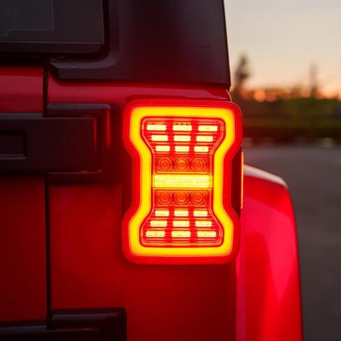 LED LED LID LIGHT PRESSION لـ Wrangler JK JKU 2007-2018 ، مصابيح خلفية للفرامل الخلفية مع مصابيح تشغيل الإشارة والأضواء العكسية ، 2 عبوات in Kuwait