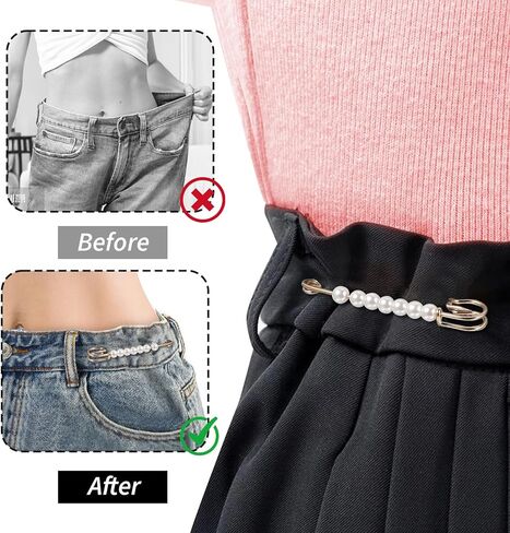 4 PCS Pearl Pins Safety ، دبابيس بروش لؤلؤة للنساء ، دبابيس السلامة الزخرفية للأزياء للملابس ، وشاح ، لباس ، سروال ، إكسسوارات تنورة ضملة الخصر (الذهب ، الفضة) in Kuwait