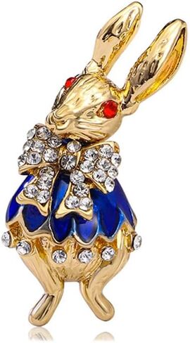 Rhinestone Bow Rabbit Brooch Pin for Women Girls Men Gold Plated Fashion Cute Crystal Bow Enamel Cartoon Bunny Gentleman Brooches Lapel Pins Lucky Decor Dress Accessories Easter Holiday Jewelry Gift in Saudi Arabia