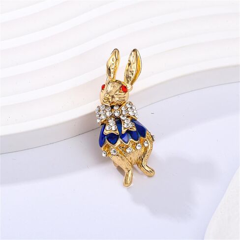 Rhinestone Bow Rabbit Brooch Pin for Women Girls Men Gold Plated Fashion Cute Crystal Bow Enamel Cartoon Bunny Gentleman Brooches Lapel Pins Lucky Decor Dress Accessories Easter Holiday Jewelry Gift in Saudi Arabia