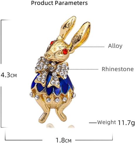 Rhinestone Bow Rabbit Brooch Pin for Women Girls Men Gold Plated Fashion Cute Crystal Bow Enamel Cartoon Bunny Gentleman Brooches Lapel Pins Lucky Decor Dress Accessories Easter Holiday Jewelry Gift in Saudi Arabia