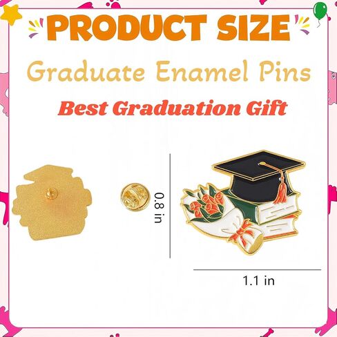 10 Pcs Graduation Enamel Pins Set 4 Styles 2025 Graduation Gifts Button Lapel Pins Souvenir Emblem Graduate Pin Book Flower Grad Cap and Diploma for College Teacher Congrats Grad Party Favor in Saudi Arabia
