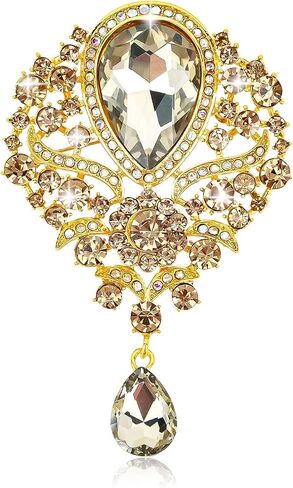 YARIEW Brooches for Women Silver Plated Vintage Rhinestone Brooch Pins for Women Flower Brooch for Business Bouquet St Patrick's Day Holiday Christmas Gift in Saudi Arabia