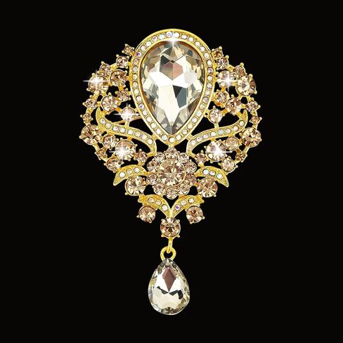 YARIEW Brooches for Women Silver Plated Vintage Rhinestone Brooch Pins for Women Flower Brooch for Business Bouquet St Patrick's Day Holiday Christmas Gift in Saudi Arabia