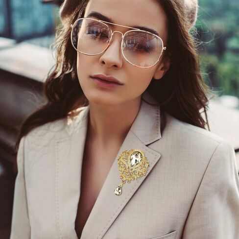 YARIEW Brooches for Women Silver Plated Vintage Rhinestone Brooch Pins for Women Flower Brooch for Business Bouquet St Patrick's Day Holiday Christmas Gift in Saudi Arabia