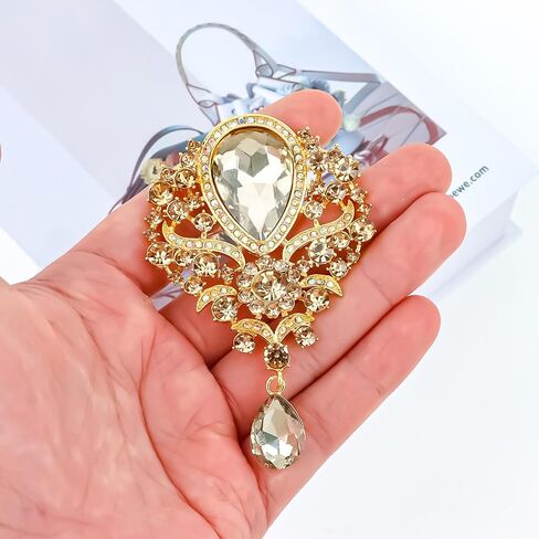 YARIEW Brooches for Women Silver Plated Vintage Rhinestone Brooch Pins for Women Flower Brooch for Business Bouquet St Patrick's Day Holiday Christmas Gift in Saudi Arabia