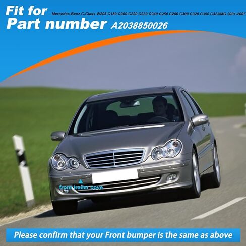 Front Bumper Tow Hook Cover Cap Towing Eye Fit for Mercedes-Benz C-Class W203 C180 C200 C220 C230 C240 C250 C280 C300 C320 C350 C32AMG 2001 2002 2003 2004 2005 2006 2007 A2038850026(Black) in Saudi Arabia