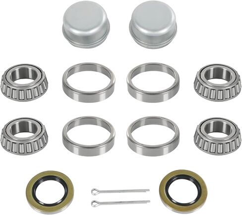 2 Sets Trailer Wheel Hub Bearings Kit L44643/L44610 Bearings (1.000" ID, OD 1.980", Width 0.580"), 12192TB Grease Seals (1.980" OD), Dust Cover and Cotter Pin for 1'' Trailer Axles in Saudi Arabia